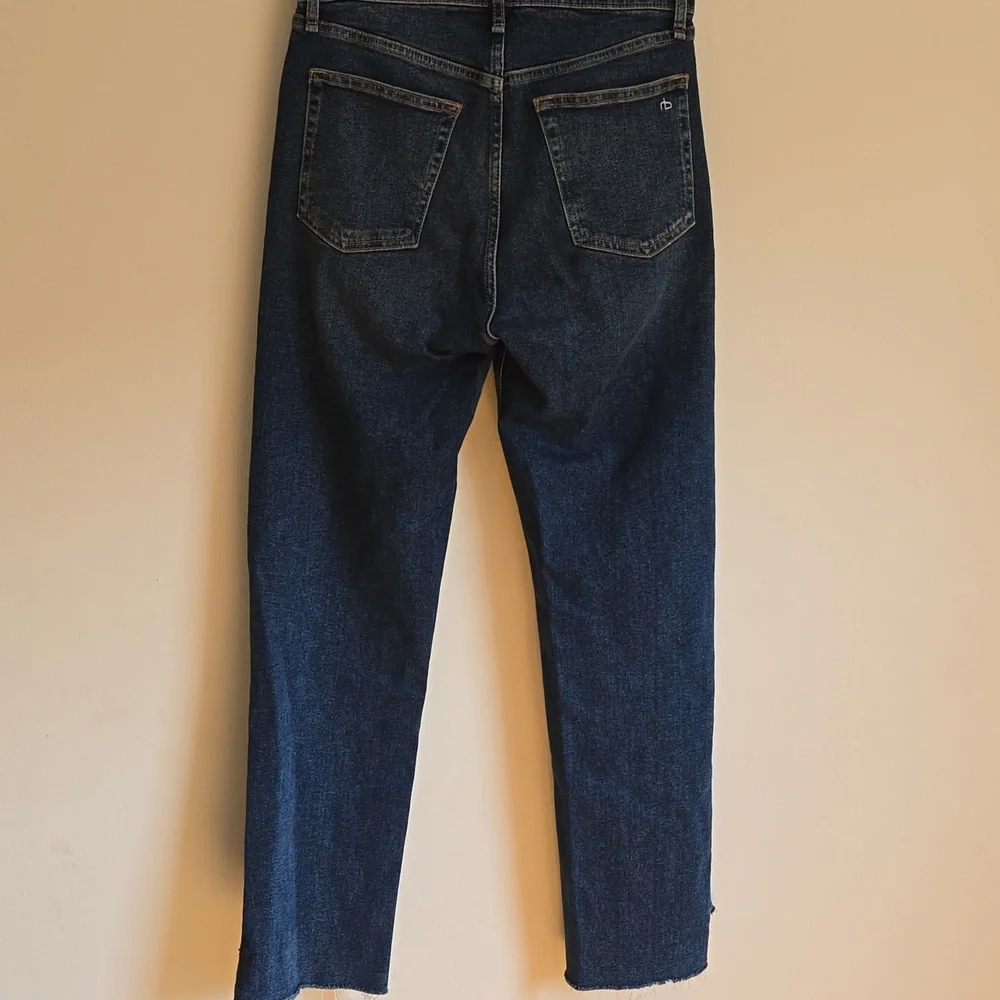 Rag & Bone Blue High Rise Jeans with Distressed Look - Picture 6 of 8